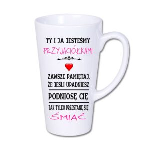 Kubek latte duży 450 ml – biały z nadrukiem