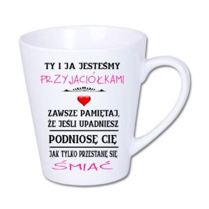 kubek latte mały 300 ml – biały z nadrukiem