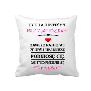 poduszka dekoracyjna 38×38 cm – biała z nadrukiem