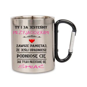 kubek stalowy 300 ml z karabińczykiem – wersja czarna