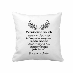 Poduszka dekoracyjna 38×38 cm – biała z nadrukiem i personalizacją imion