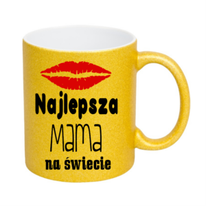 kubek klasyczny 330 ml – brokatowy złoty z nadrukiem