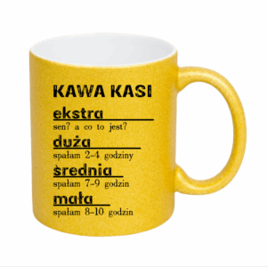 kubek klasyczny 330 ml – brokatowy złoty z nadrukiem skala kawy personalizowany