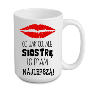 kubek duży 440 ml – biały z nadrukiem