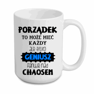kubek duży 440 ml – biały z nadrukiem