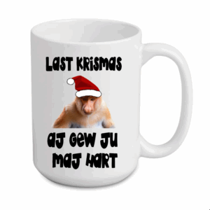kubek duży 440 ml – biały z nadrukiem