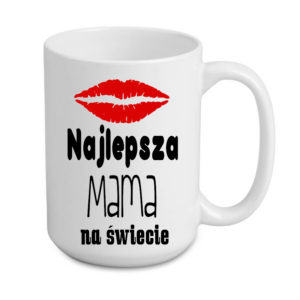 kubek duży 440 ml – biały z nadrukiem