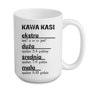 kubek duży 440 ml – biały z nadrukiem