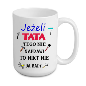 kubek duży 440 ml – biały z nadrukiem