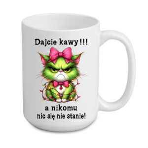 kubek duży 440 ml – biały z nadrukiem