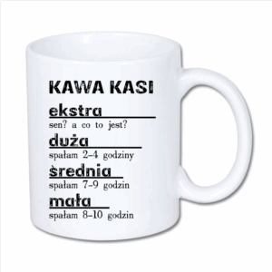 kubek klasyczny 330 ml – biały z nadrukiem skala kawy personalizowany