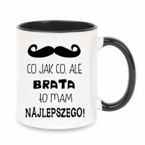 kubek klasyczny czarny z nadrukiem – prezent dla brata