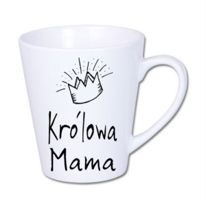 kubek latte mały 300 ml – biały z nadrukiem