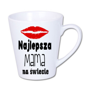 kubek latte mały 300 ml – biały z nadrukiem