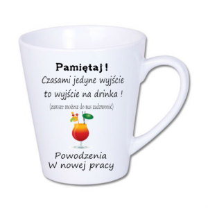 kubek latte mały 300 ml – biały z nadrukiem