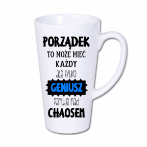 kubek latte duży 450 ml – biały z nadrukiem