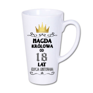 kubek latte duży 450 ml – biały z nadrukiem
