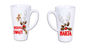 kubek latte duży 450 ml – biały z nadrukiem