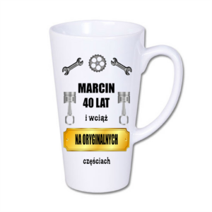 kubek latte duży 450 ml – biały z nadrukiem
