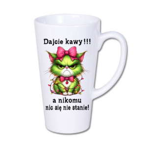 kubek latte duży 450 ml – biały z nadrukiem