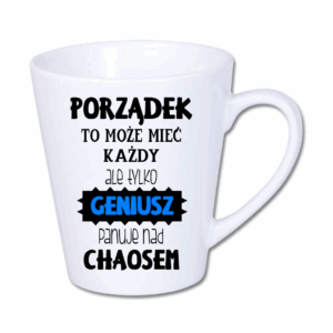 kubek latte mały 300 ml – biały z nadrukiem