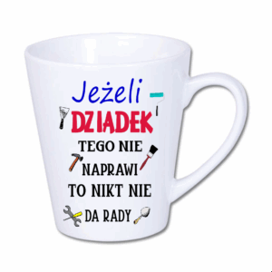 kubek latte mały 300 ml – biały z nadrukiem