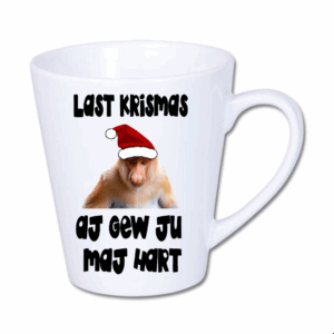 kubek latte mały 300 ml – biały z nadrukiem