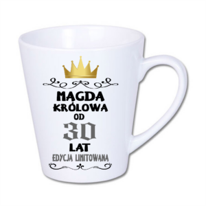 kubek latte mały 300 ml – biały z nadrukiem