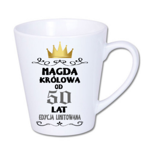 kubek latte mały 300 ml – biały z nadrukiem