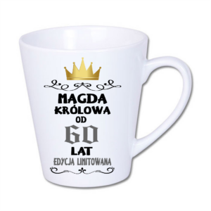 kubek latte mały 300 ml – biały z nadrukiem