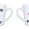kubek latte mały 300 ml – biały z nadrukiem