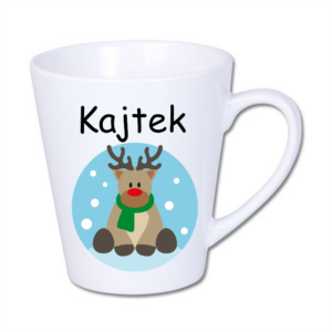 kubek latte mały 300 ml – biały z nadrukiem