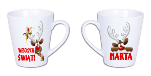 kubek latte mały 300 ml – biały z nadrukiem