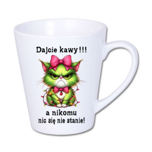 kubek latte mały 300 ml – biały z nadrukiem