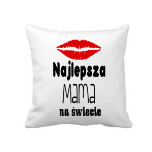 poduszka dekoracyjna 38×38 cm – biała z nadrukiem