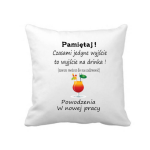 poduszka dekoracyjna 38×38 cm – biała z nadrukiem