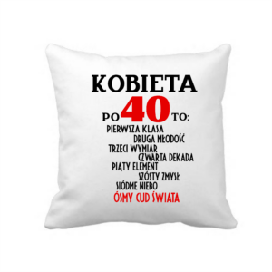 poduszka dekoracyjna 38×38 cm biały – nadruk kobieta po 40