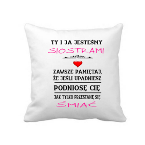 poduszka 38×38 cm – biała z nadrukiem