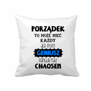 poduszka dekoracyjna 38×38 cm – biała z nadrukiem
