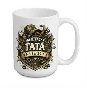 kubek dla taty, najlepszy tata na świecie, prezent dla taty, kubek dla majsterkowicza, tata złota rączka, kubek 440 ml, kubek z nadrukiem dla taty, prezent dla ojca, dzień ojca